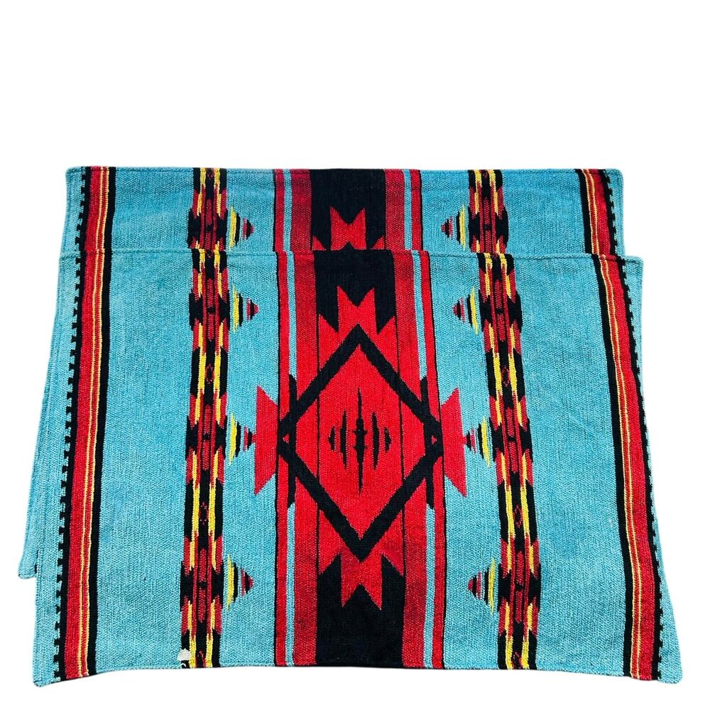 2 Black Forest Turquoise Flame Chenille Placemats southwestern native pattern